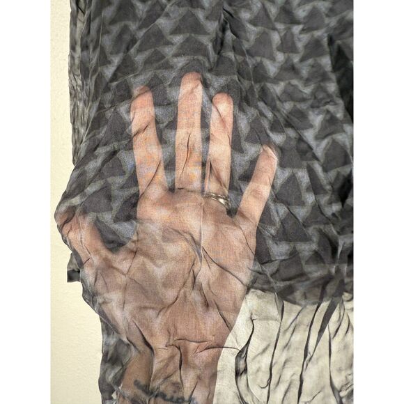 Sibel Saral 100% Silk Blouse Womens L Sheer Lightweight Geometric Quiet Luxury - Picture 3 of 8